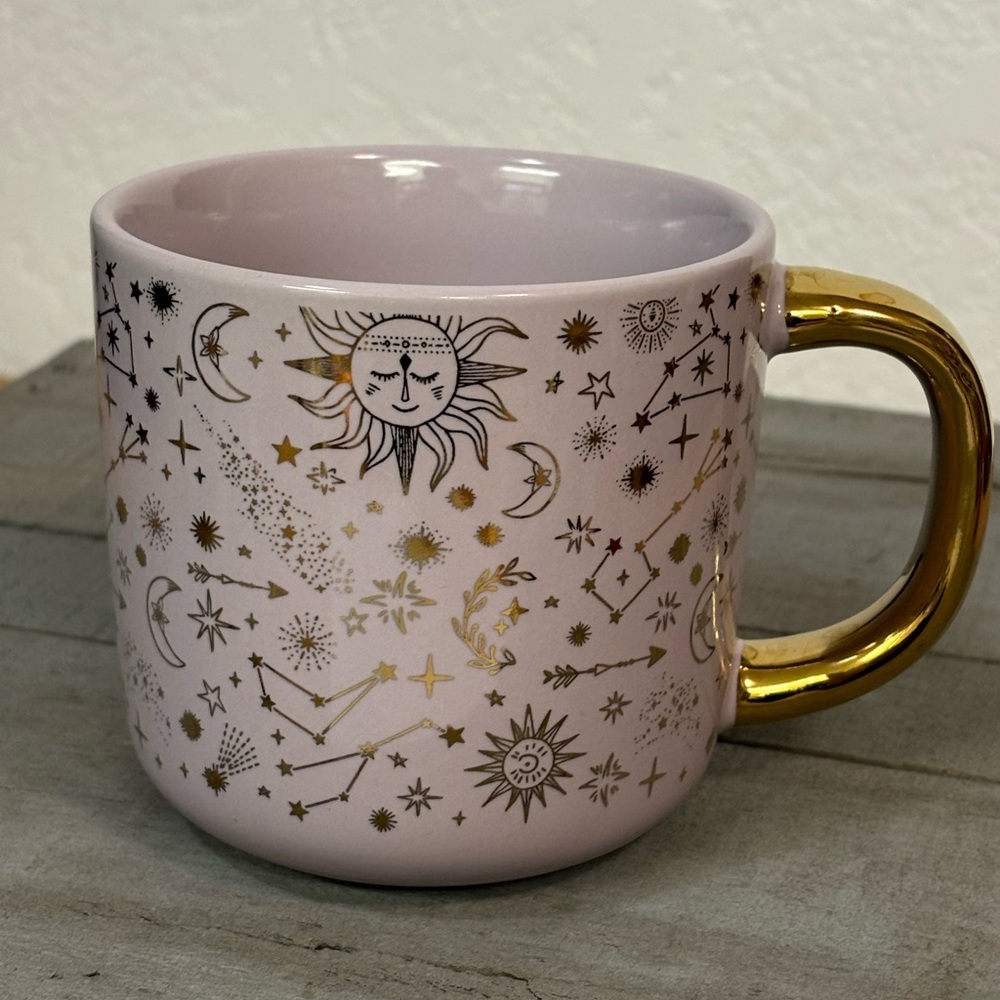 ✨💜 Starry Lavender Gold Handle Celestial Design Coffee Mug Thyme and Table Brand